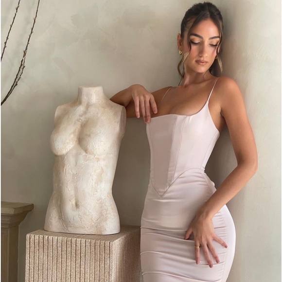 HOUSE OF CB 'Olivette' Crystal Satin Corset Maxi Dress - Picture 7 of 17